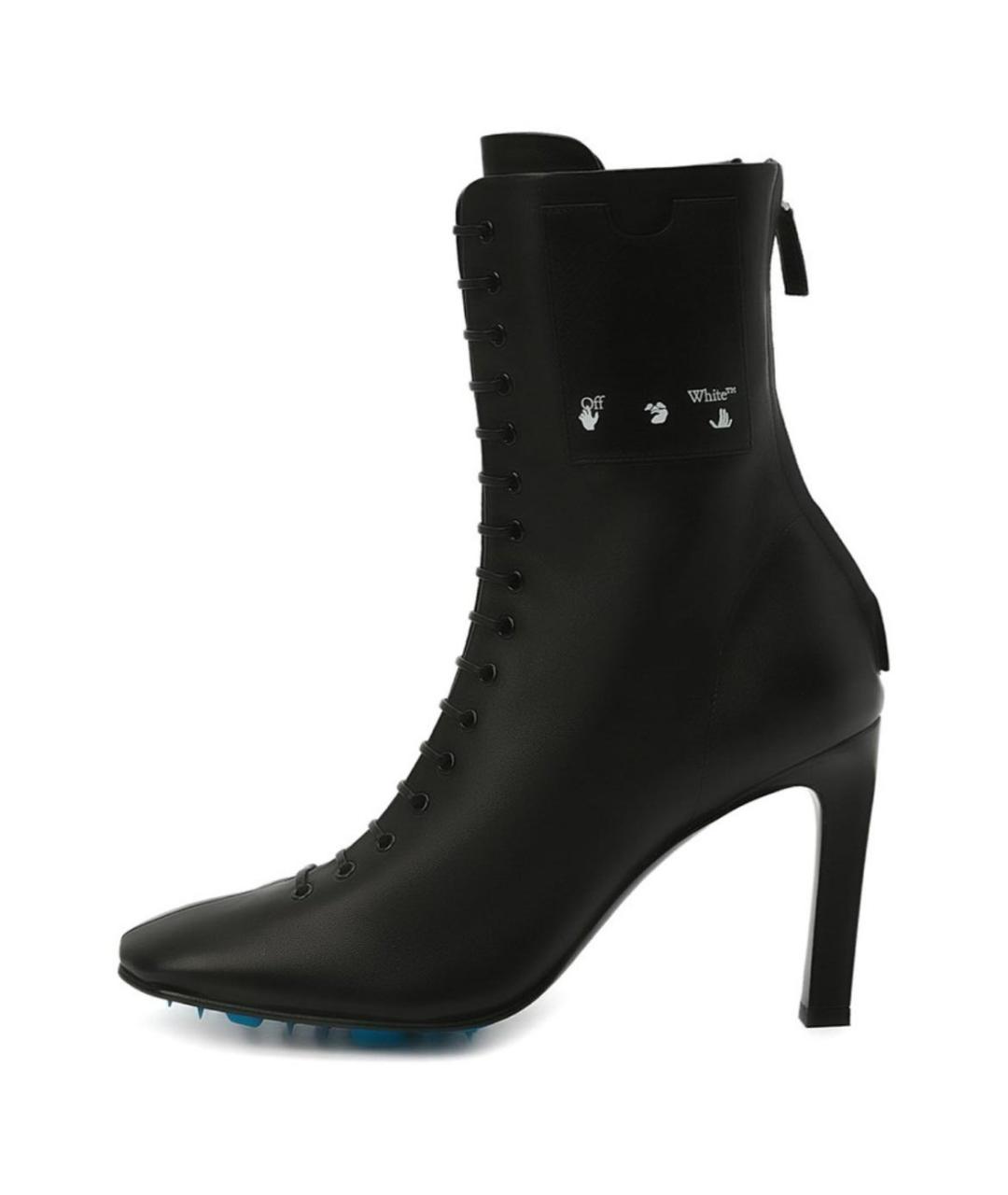 OFF-WHITE Черные кожаные полусапоги, фото 9