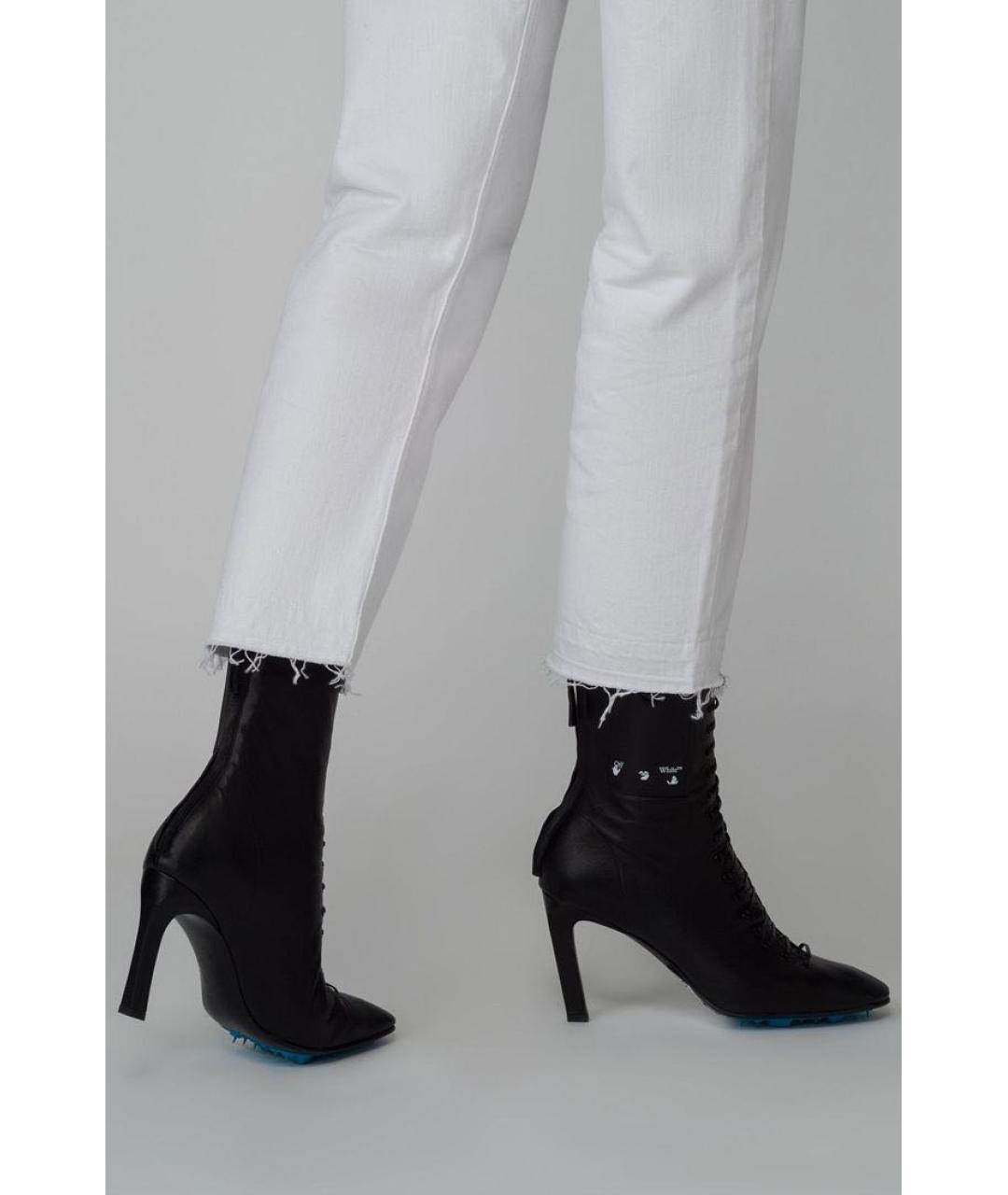 OFF-WHITE Черные кожаные полусапоги, фото 4