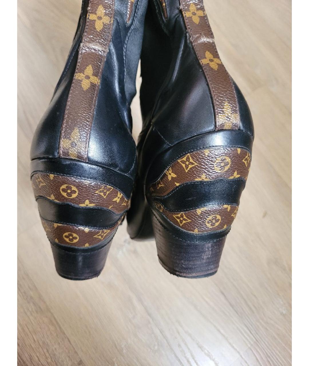 LOUIS VUITTON Черные кожаные полусапоги, фото 6