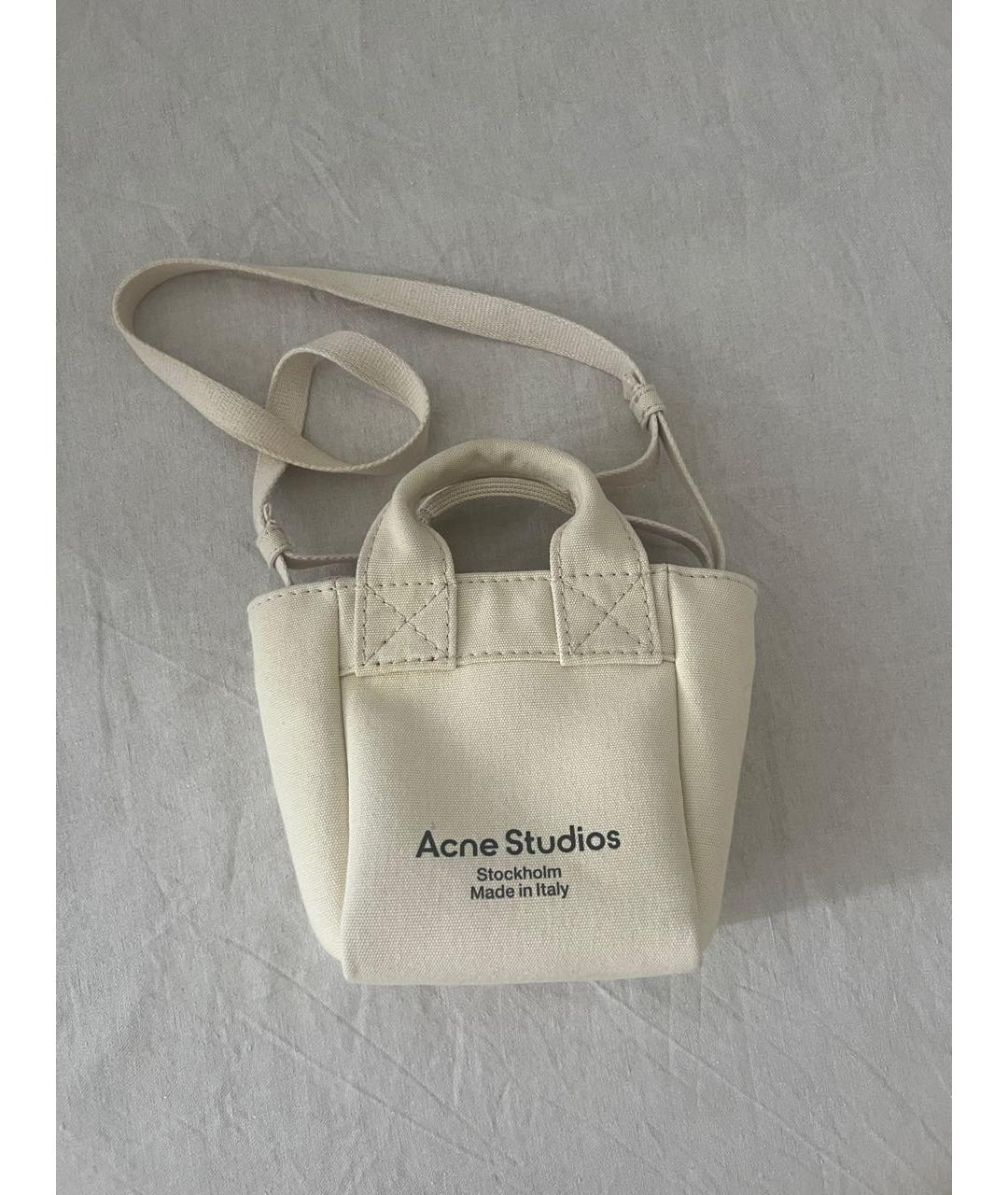 ACNE STUDIOS Бежевая хлопковая сумка через плечо, фото 6