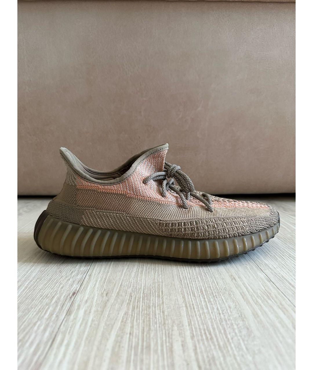ADIDAS YEEZY Бежевые текстильные низкие кроссовки / кеды, фото 5