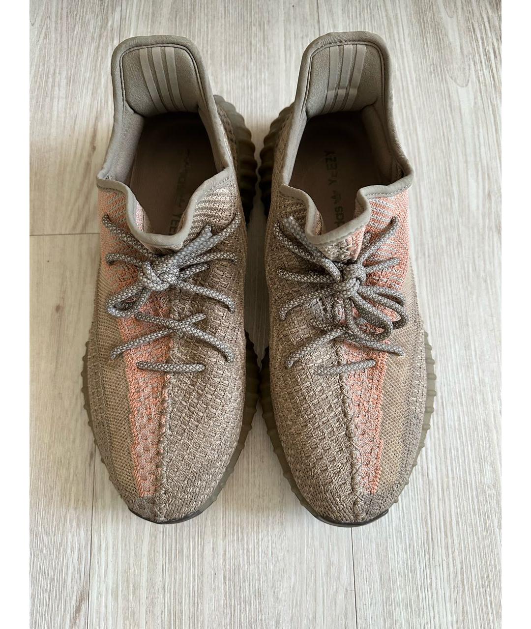 ADIDAS YEEZY Бежевые текстильные низкие кроссовки / кеды, фото 2