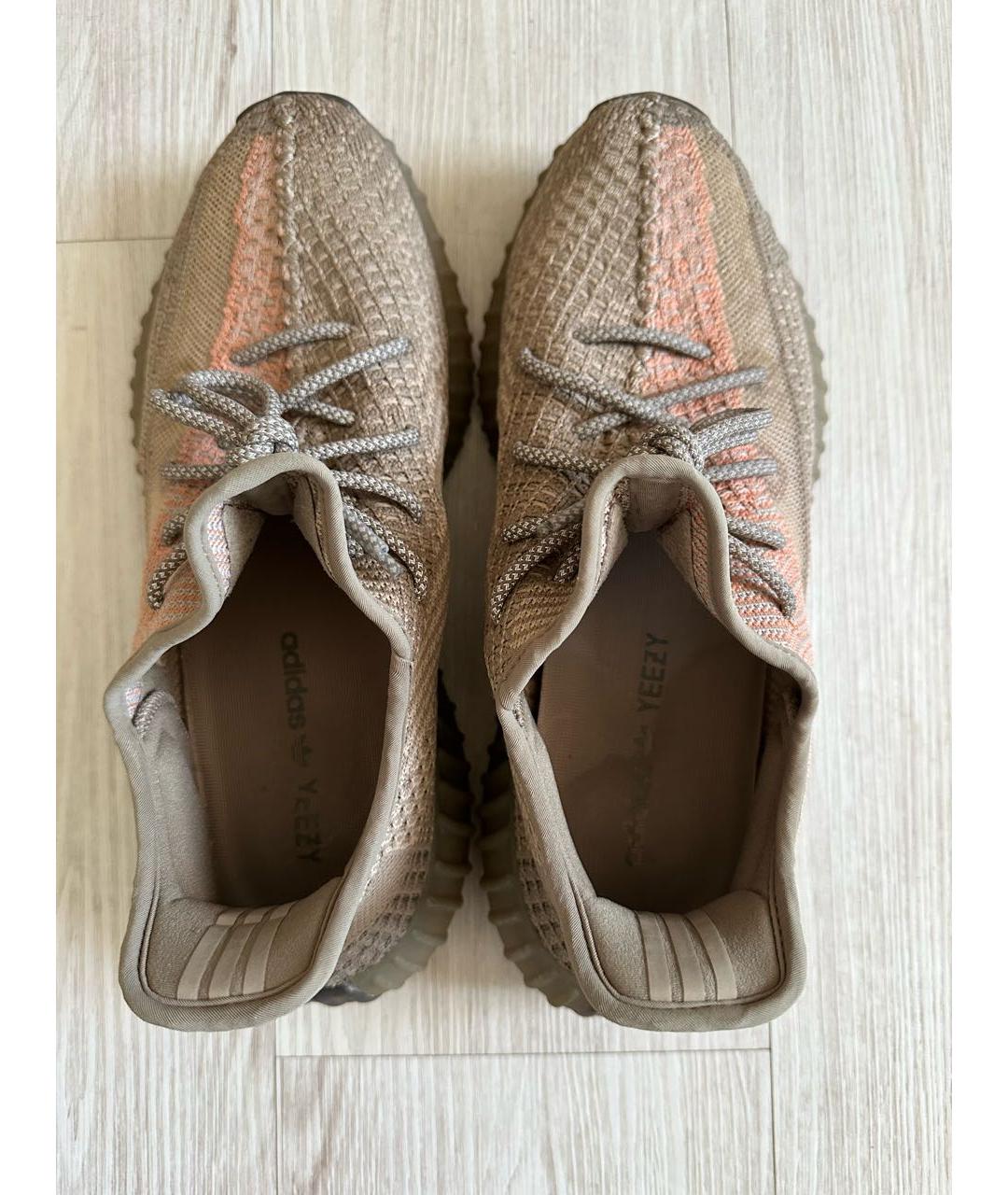 ADIDAS YEEZY Бежевые текстильные низкие кроссовки / кеды, фото 3