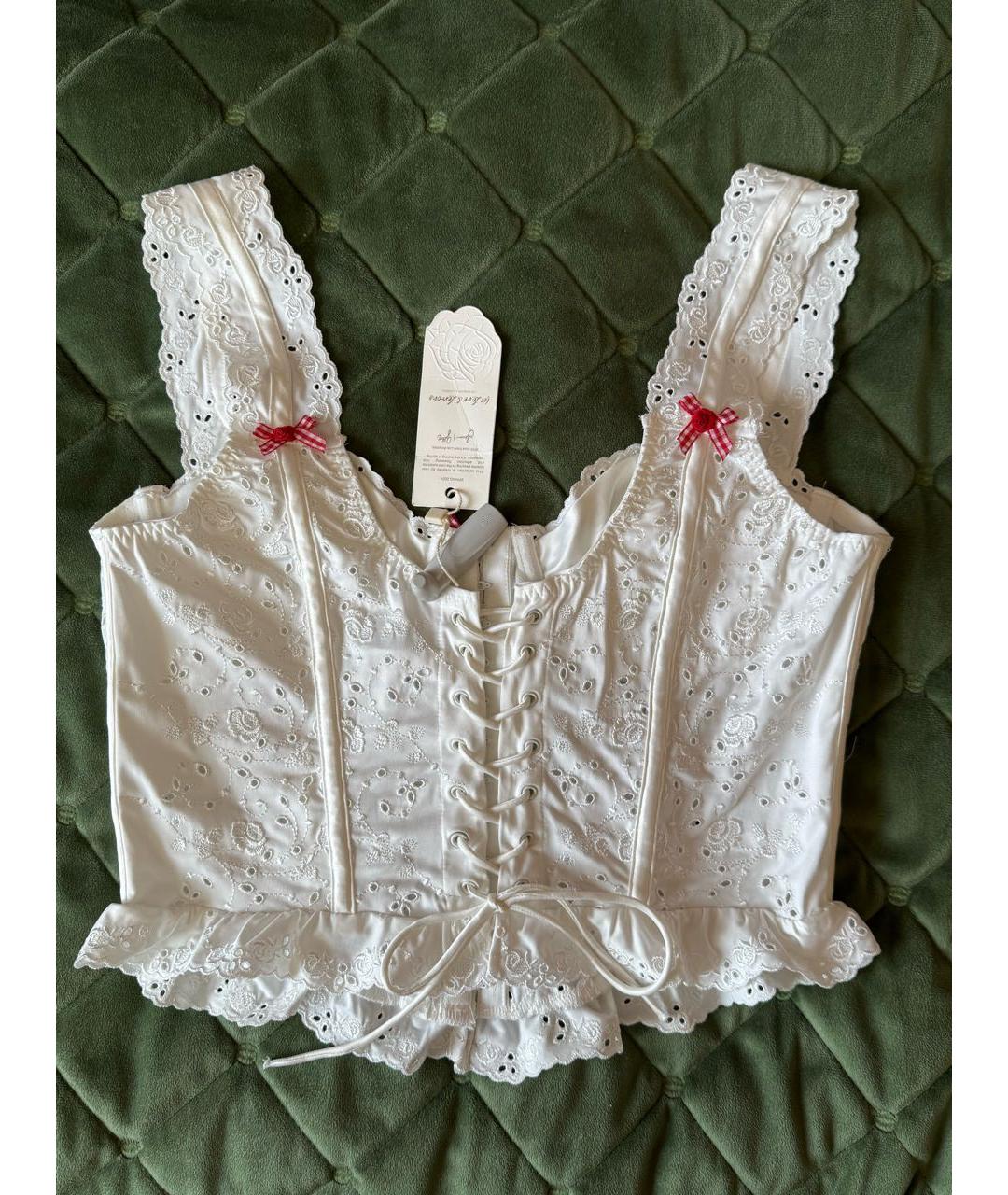 FOR LOVE AND LEMONS Белый кружевной корсет, фото 4