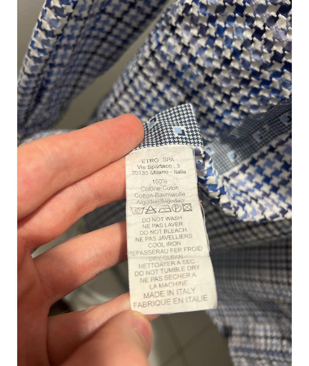 ETRO Голубая хлопковая кэжуал рубашка, фото 5