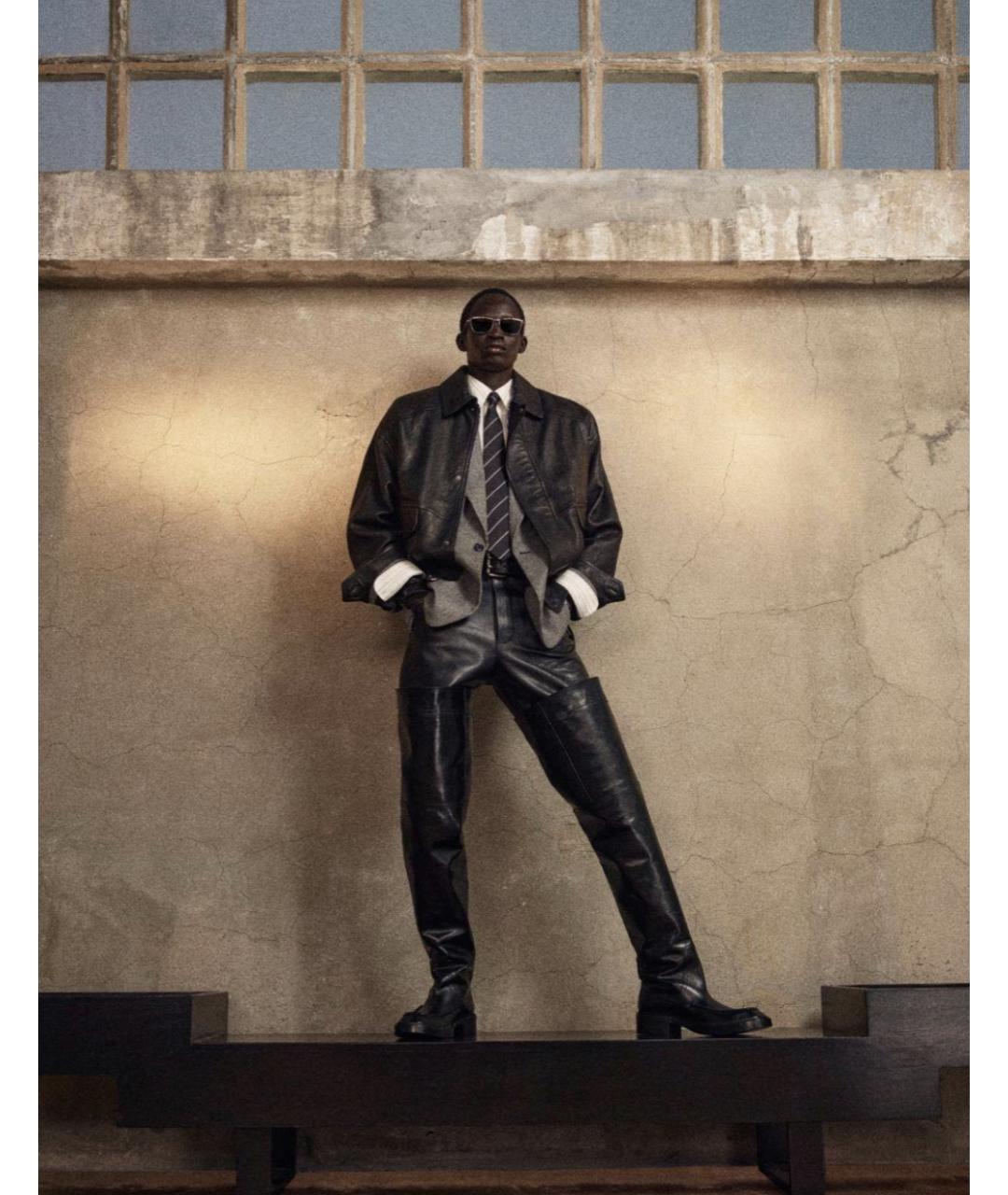 SAINT LAURENT Черная кожаная куртка, фото 3
