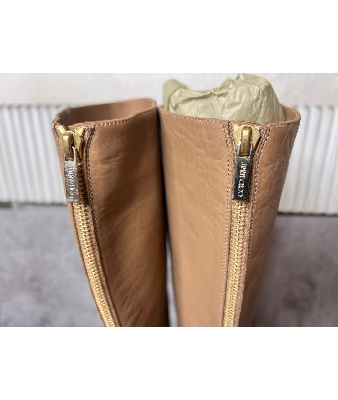 JIMMY CHOO Горчичные кожаные сапоги, фото 6
