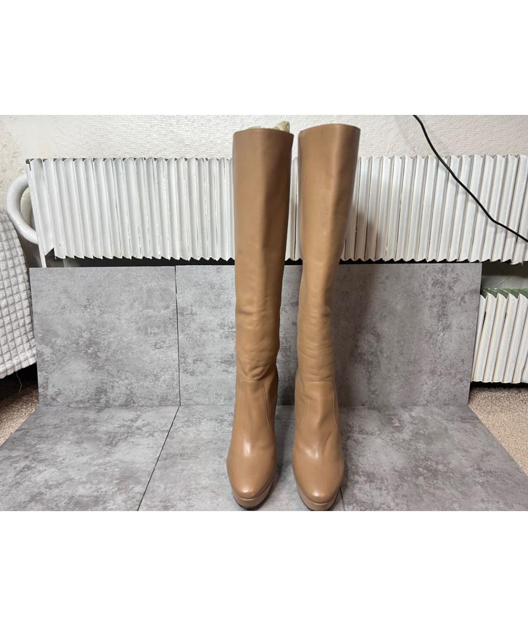 JIMMY CHOO Горчичные кожаные сапоги, фото 2