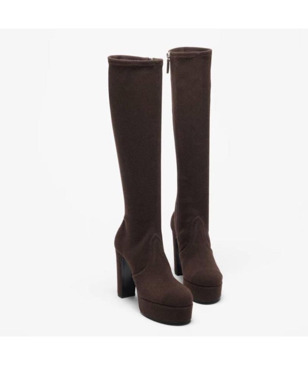 CHANEL Коричневые текстильные сапоги, фото 2