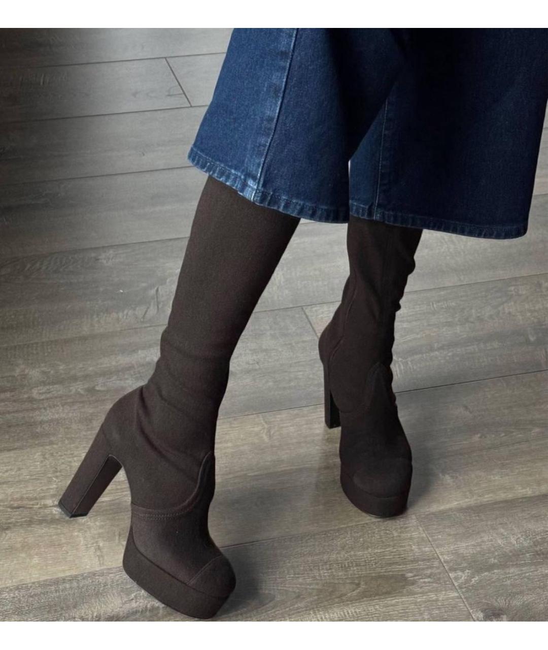 CHANEL Коричневые текстильные сапоги, фото 5