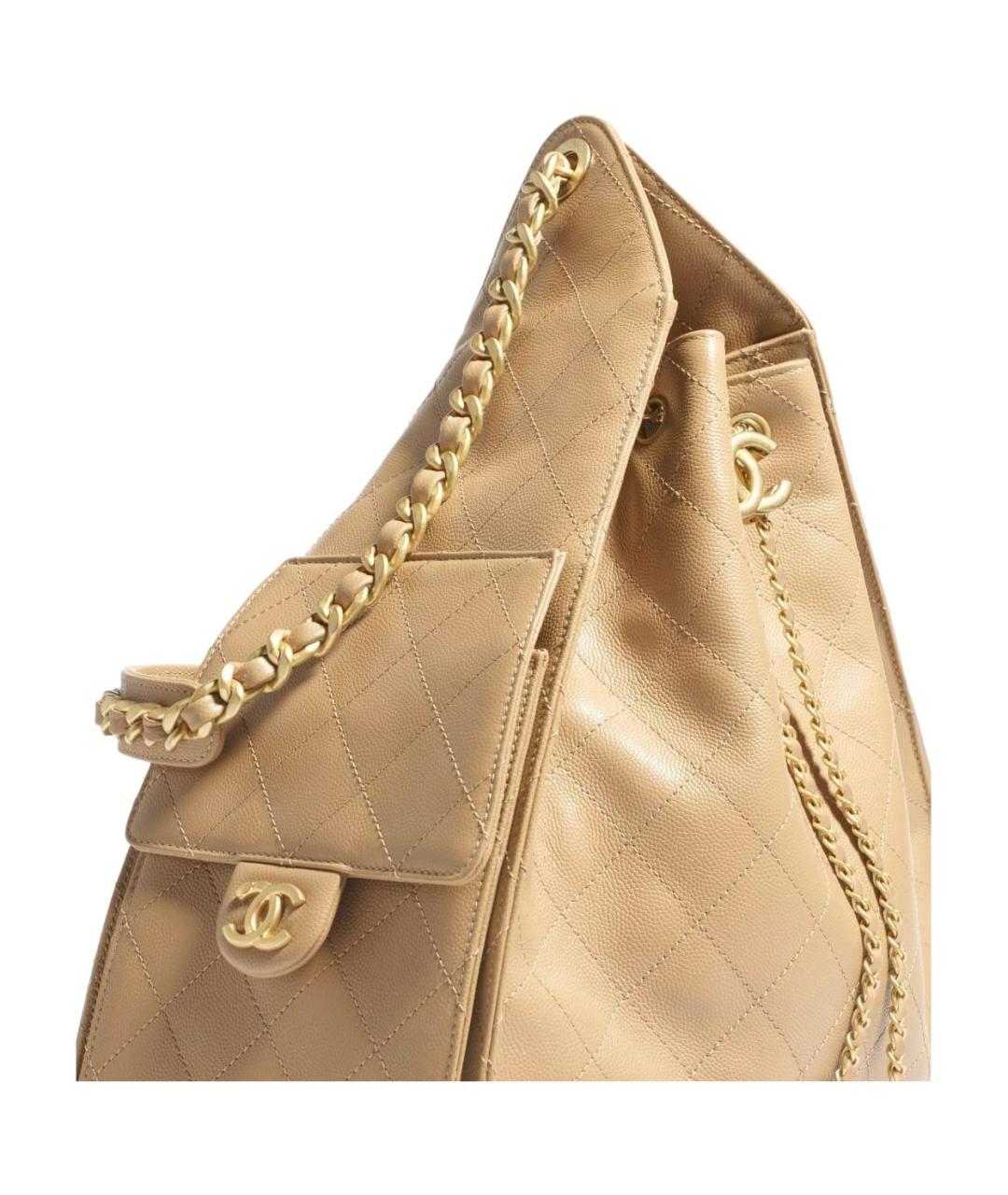 CHANEL Бежевая кожаная сумка через плечо, фото 4