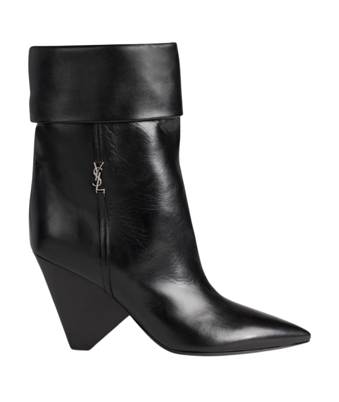 SAINT LAURENT Черные кожаные ботильоны, фото 1