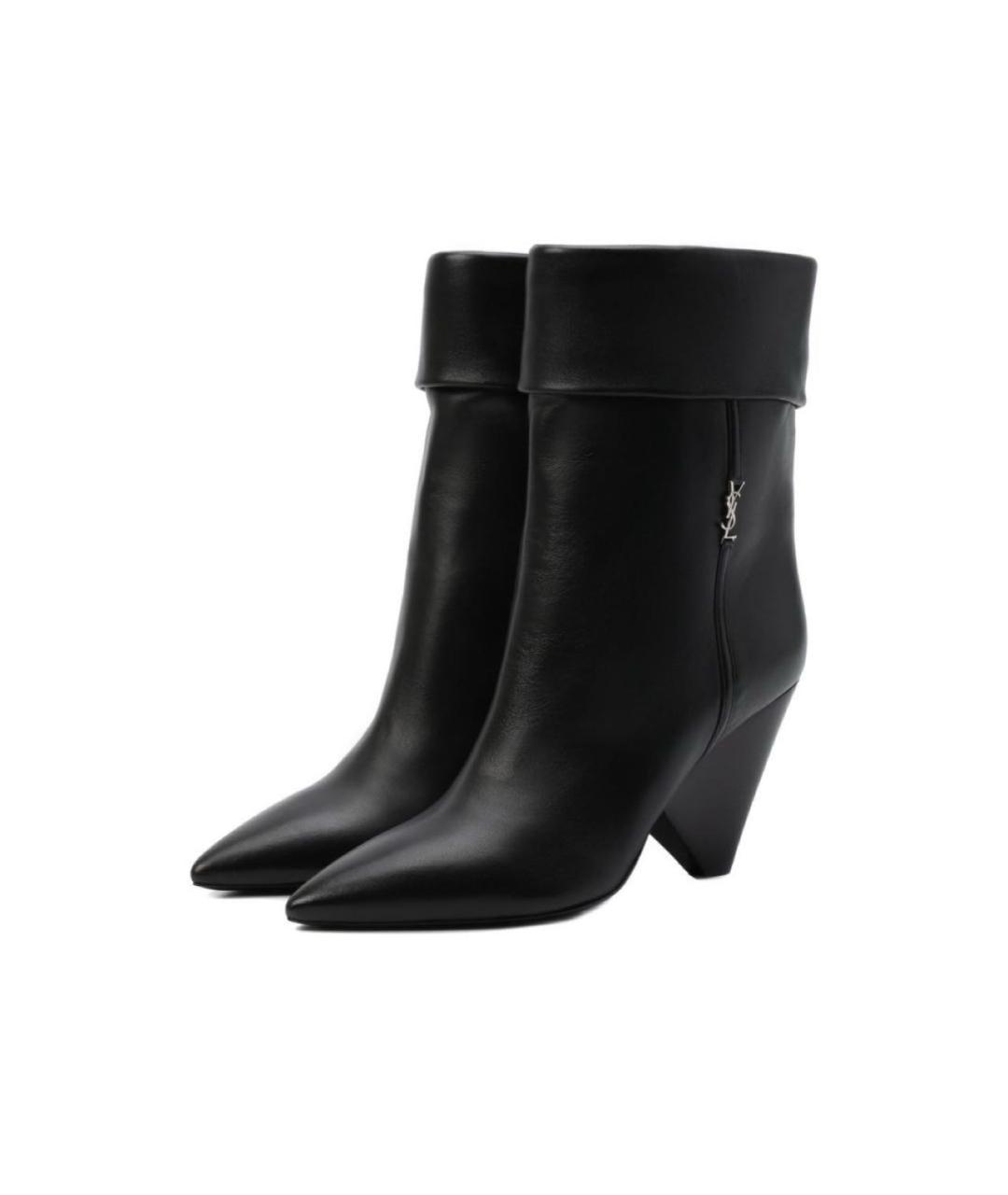 SAINT LAURENT Черные кожаные ботильоны, фото 3