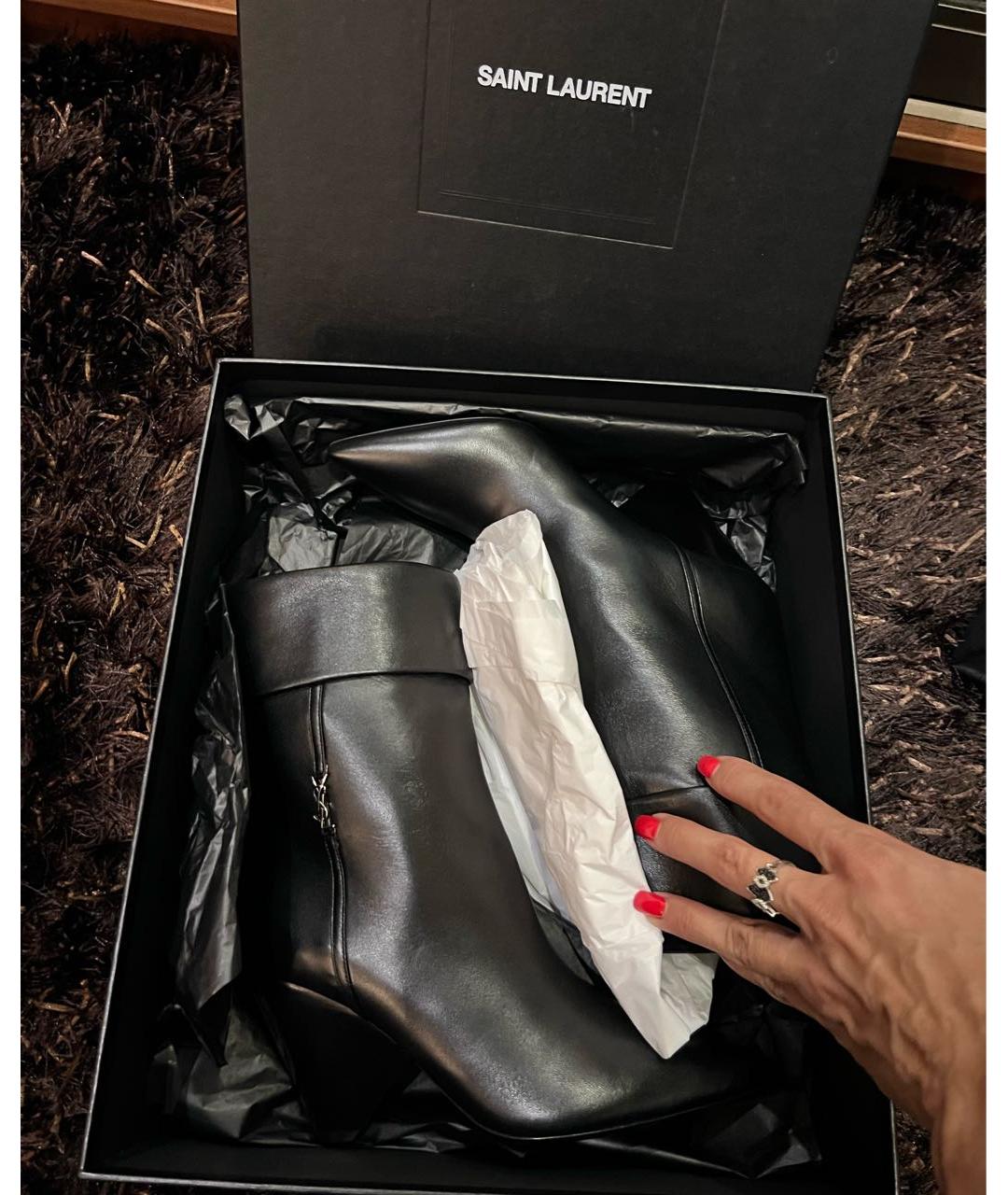 SAINT LAURENT Черные кожаные ботильоны, фото 5