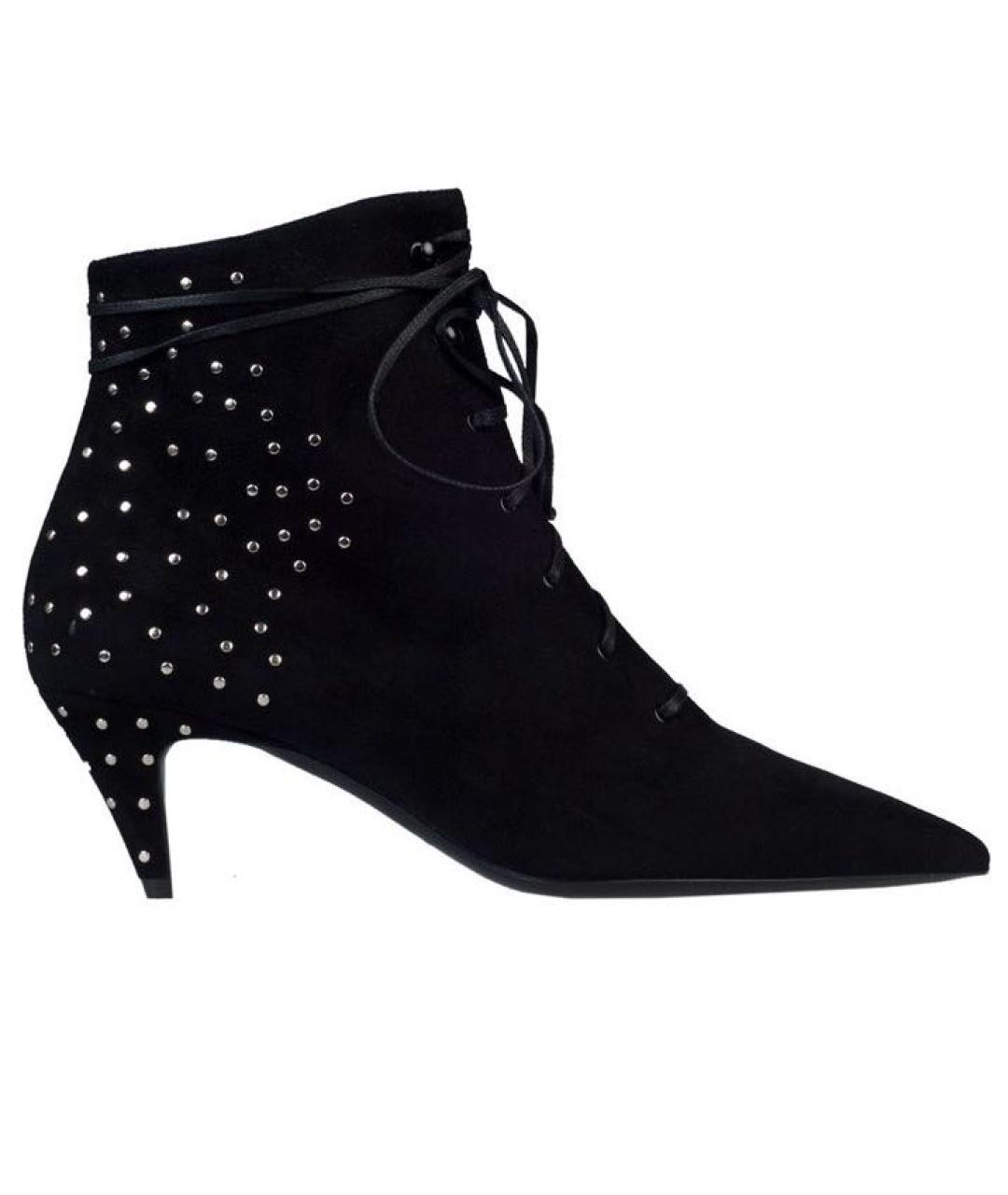 SAINT LAURENT Черные кожаные ботильоны, фото 1