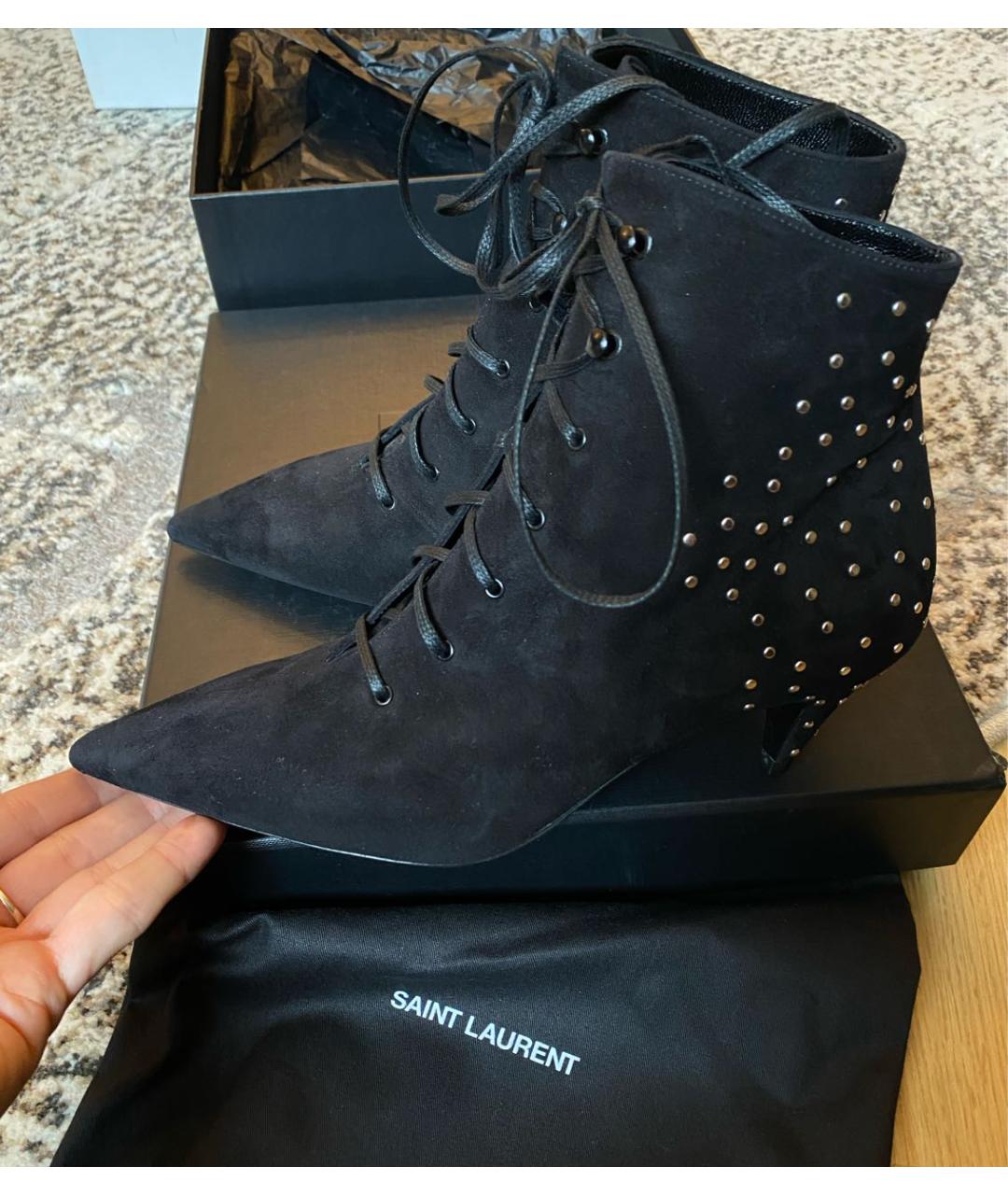 SAINT LAURENT Черные кожаные ботильоны, фото 6