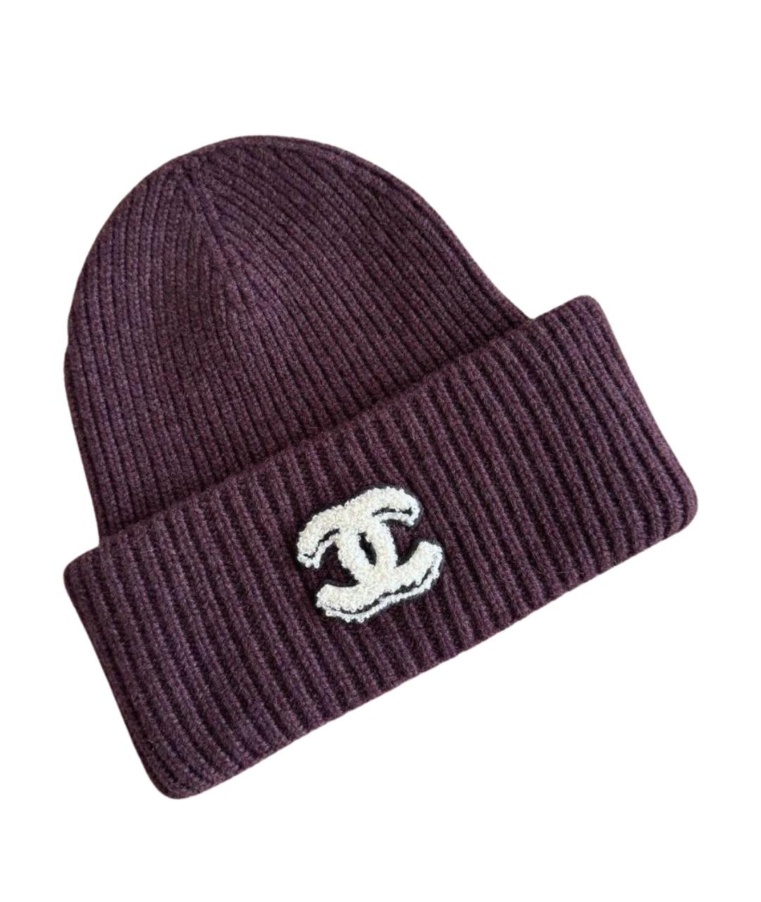 CHANEL Бордовая кашемировая шапка, фото 1