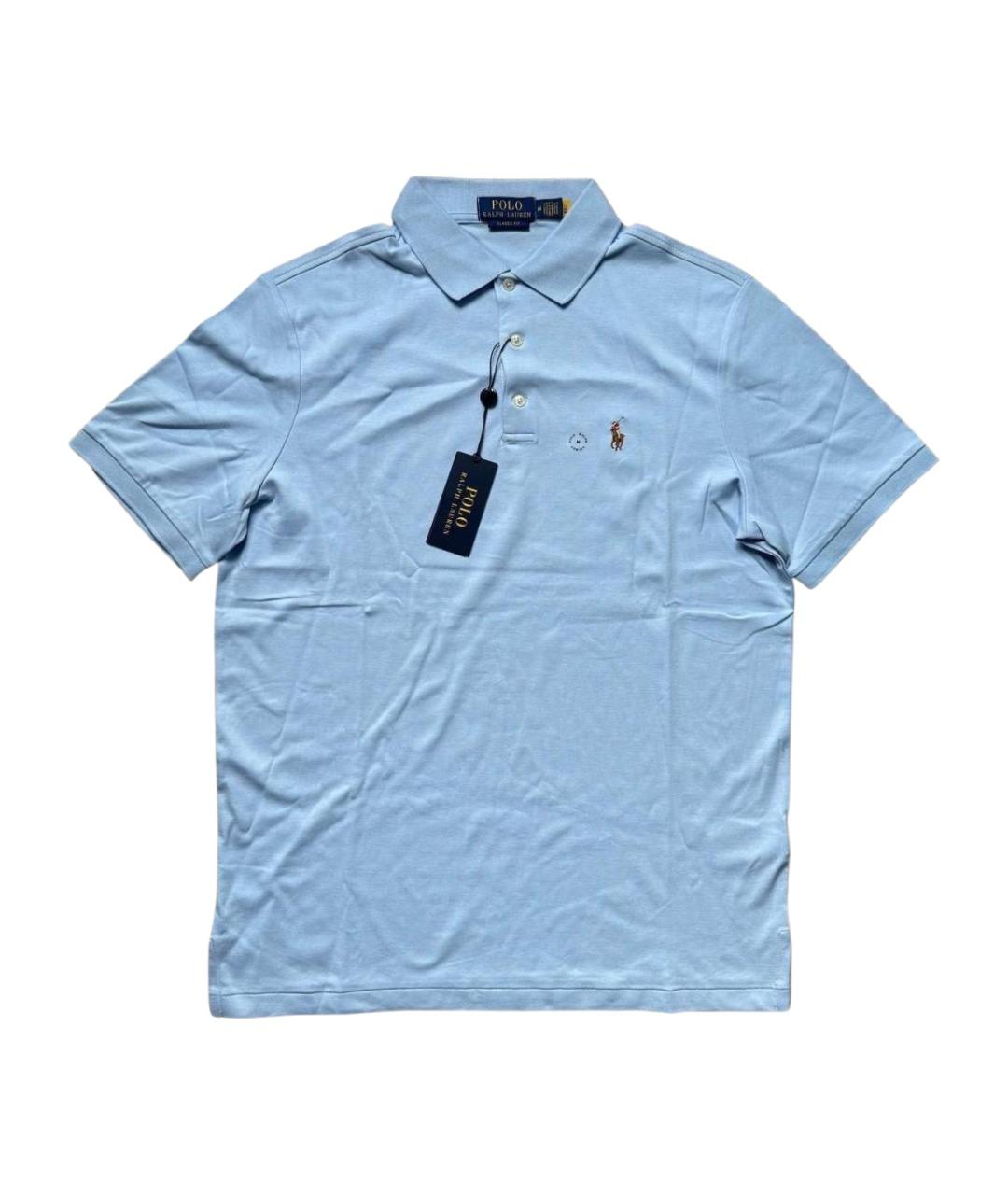 POLO RALPH LAUREN Голубое хлопковое поло с коротким рукавом, фото 1