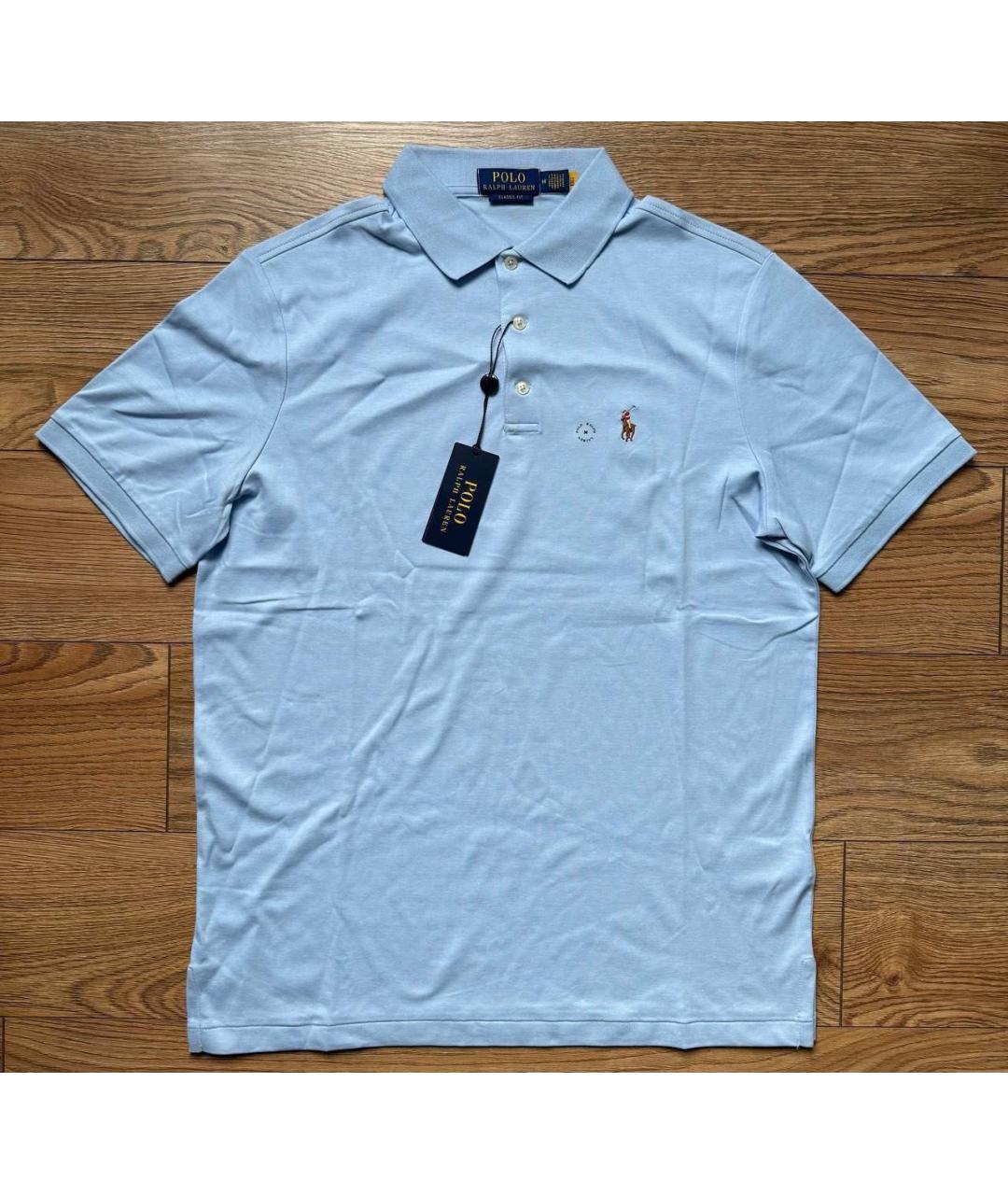 POLO RALPH LAUREN Голубое хлопковое поло с коротким рукавом, фото 7