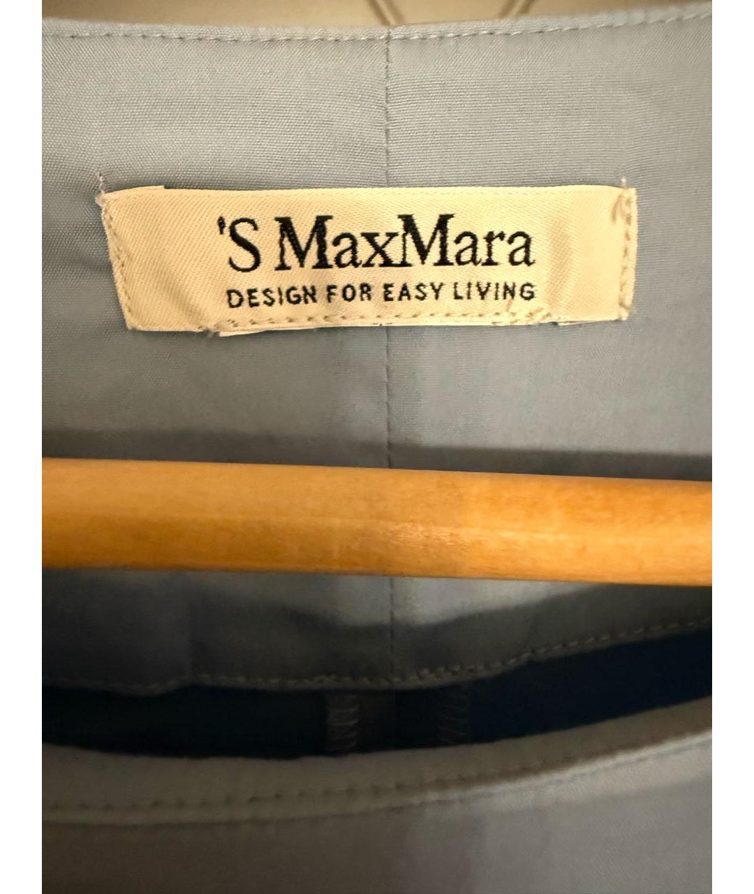 'S MAX MARA Голубая хлопко-эластановая блузы, фото 3