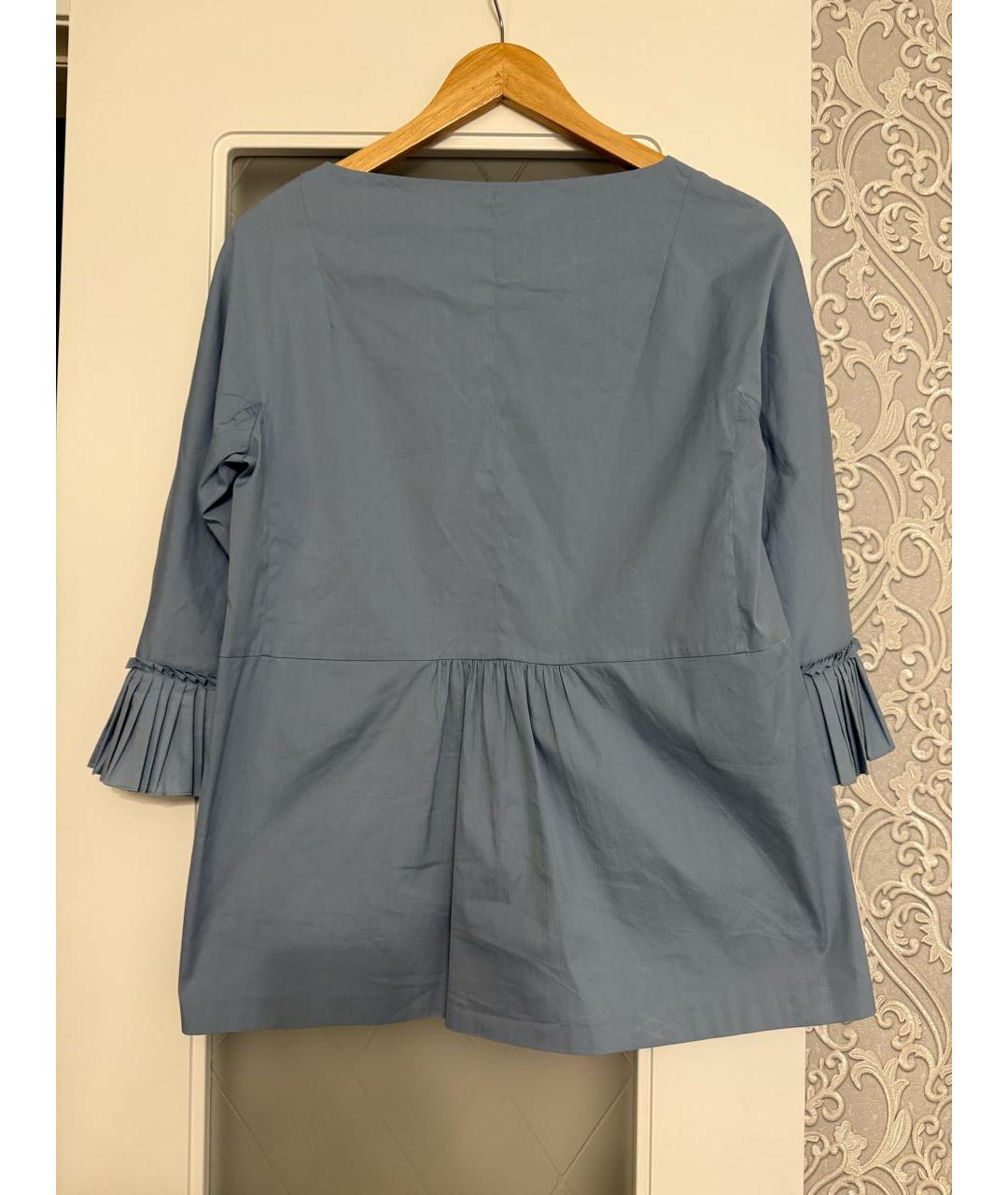 'S MAX MARA Голубая хлопко-эластановая блузы, фото 2