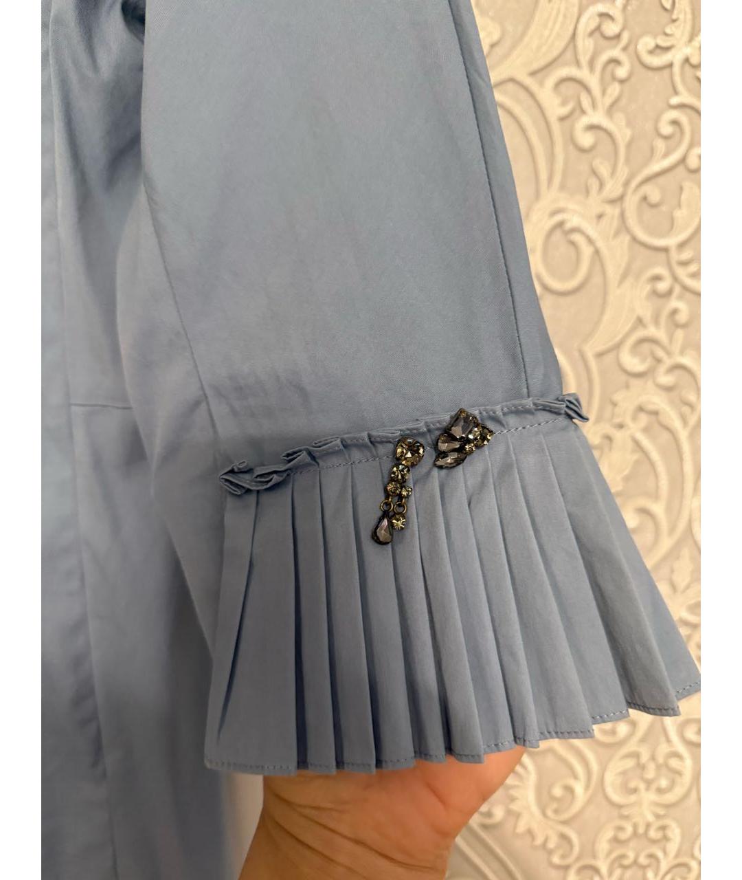 'S MAX MARA Голубая хлопко-эластановая блузы, фото 4