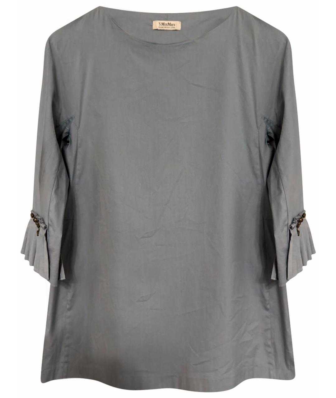 'S MAX MARA Голубая хлопко-эластановая блузы, фото 1