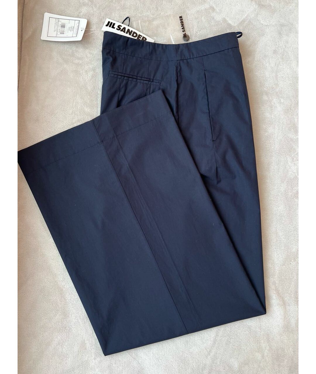 JIL SANDER Синие хлопковые прямые брюки, фото 3