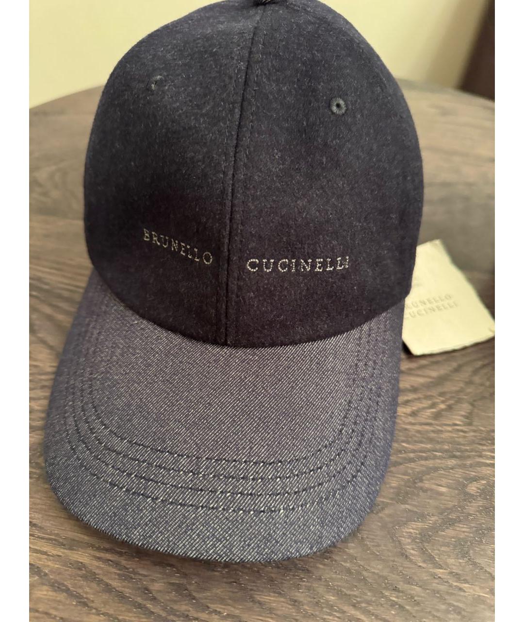 BRUNELLO CUCINELLI Темно-синяя кашемировая кепка/бейсболка, фото 2