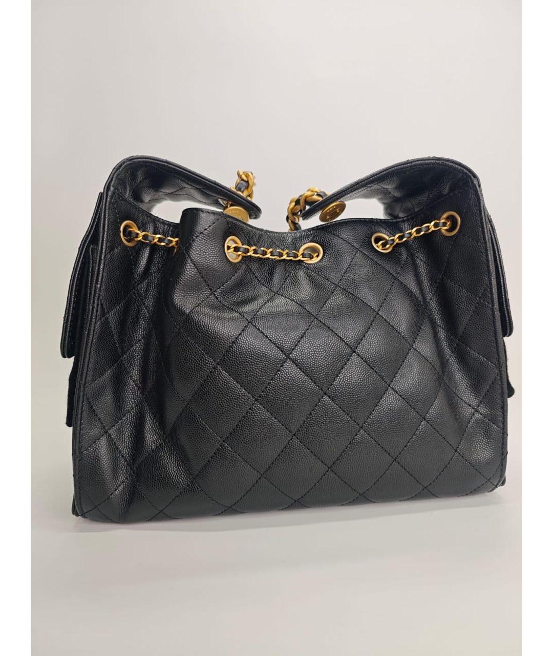 CHANEL Черная кожаная сумка тоут, фото 2