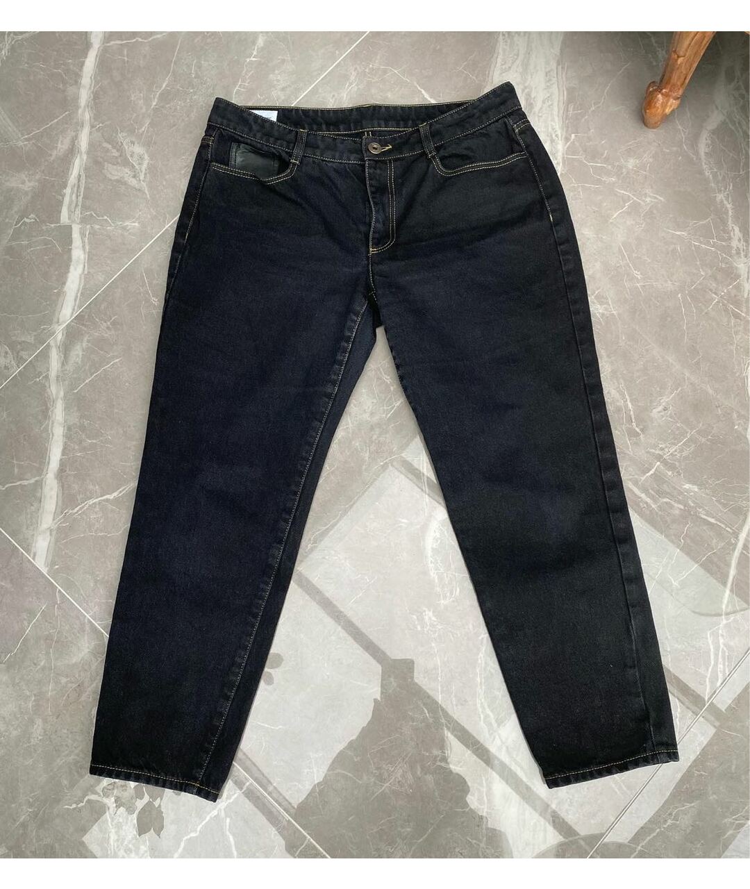 SALVATORE FERRAGAMO Черные хлопковые прямые джинсы, фото 5