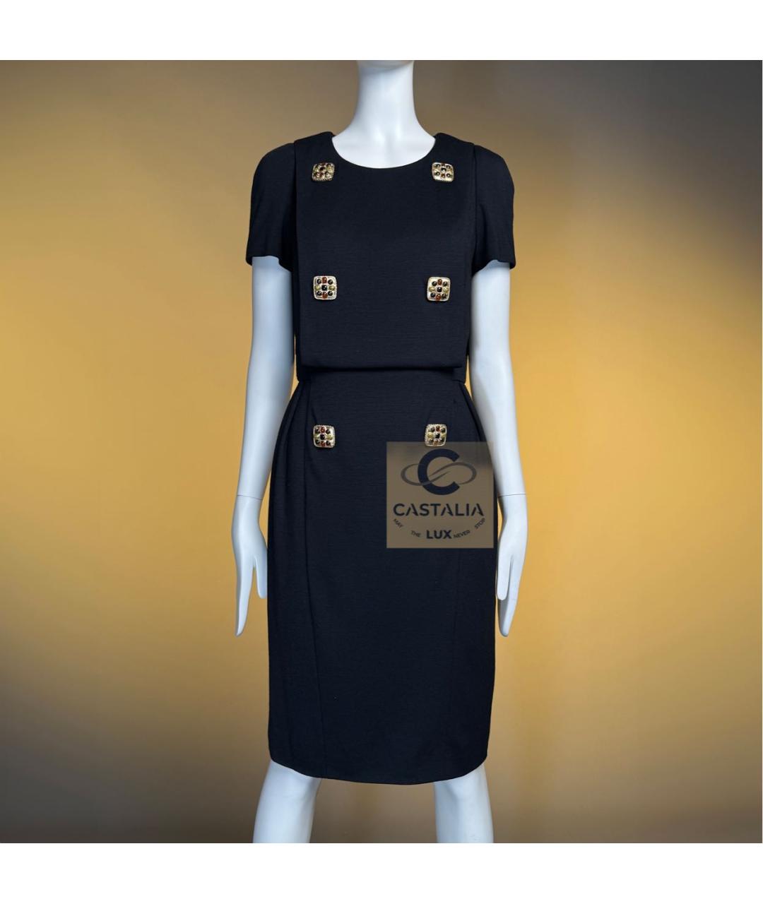 CHANEL Черное шерстяное коктейльное платье, фото 3