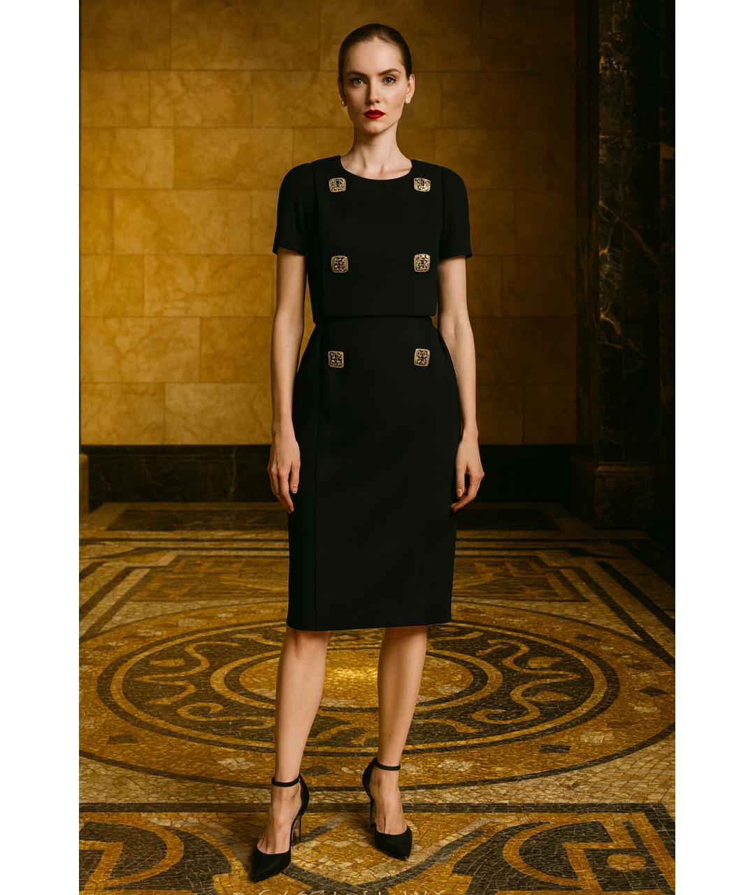 CHANEL Черное шерстяное коктейльное платье, фото 2