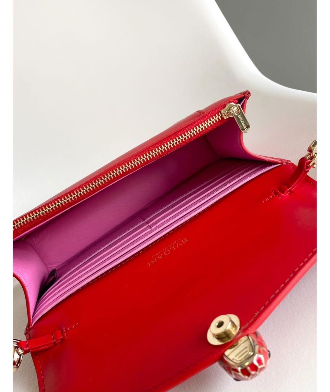 BVLGARI Красная кожаная сумка через плечо, фото 4