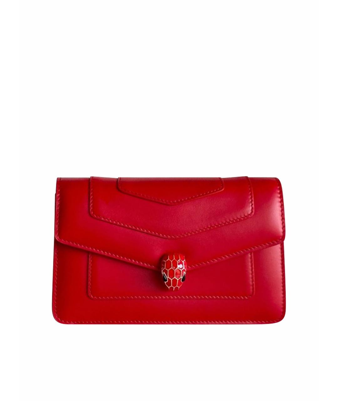 BVLGARI Красная кожаная сумка через плечо, фото 1