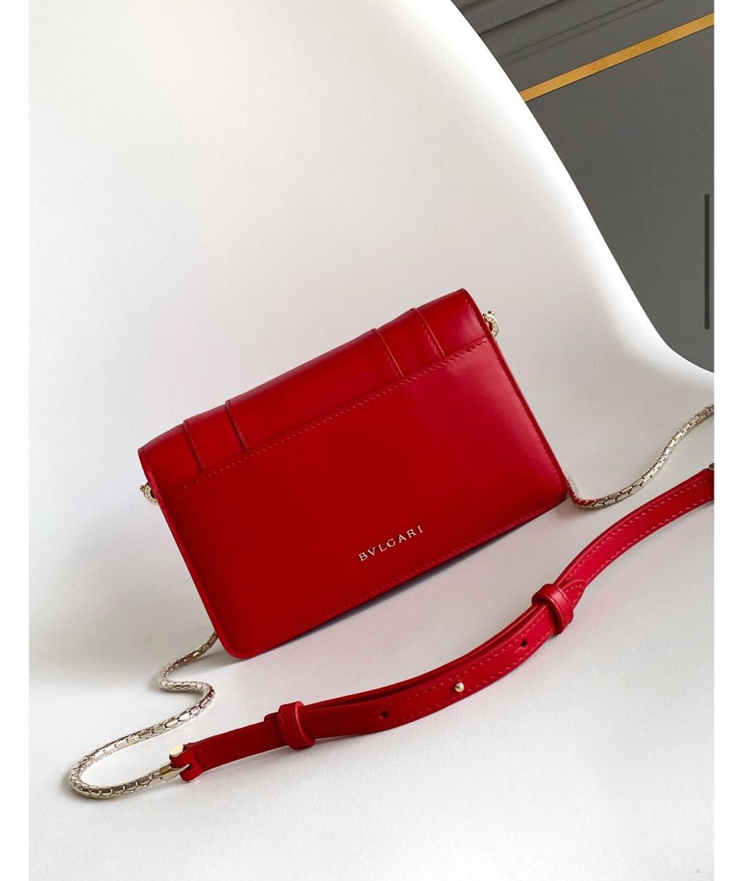 BVLGARI Красная кожаная сумка через плечо, фото 3
