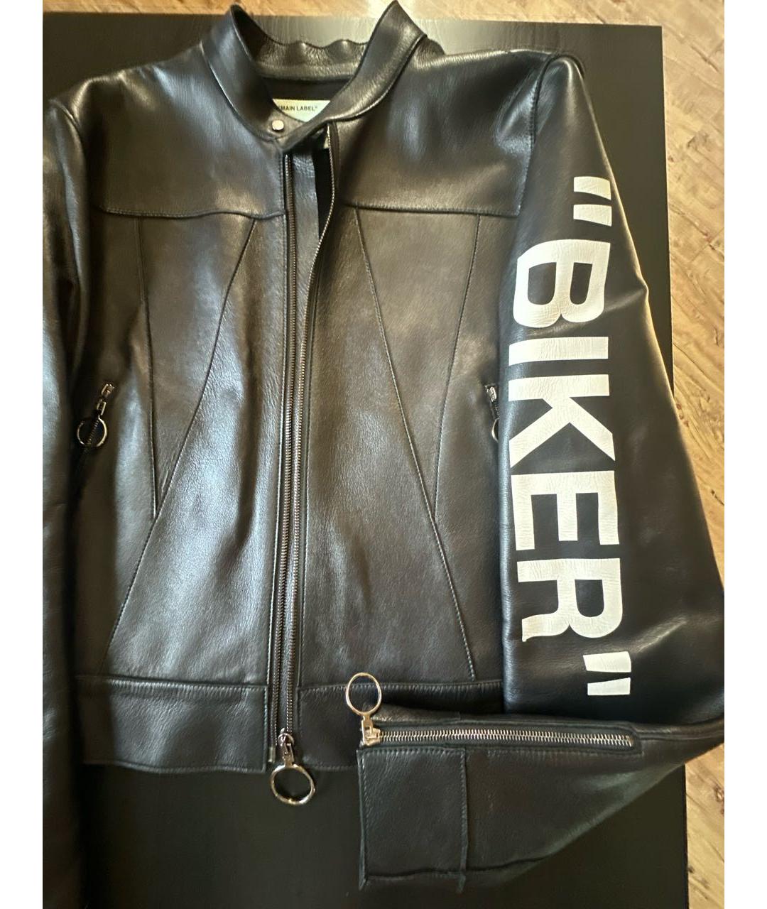 OFF-WHITE Черная кожаная куртка, фото 2