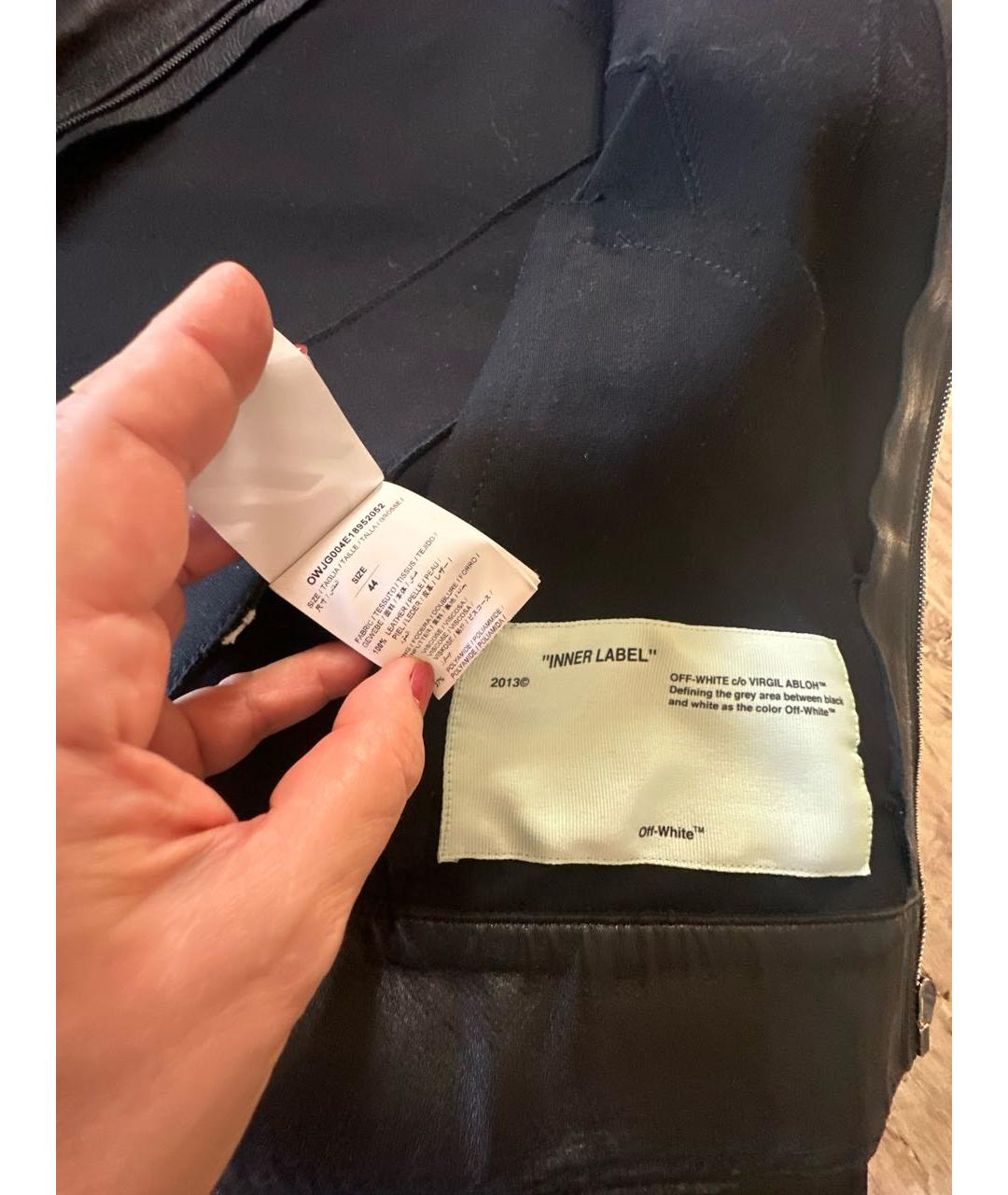 OFF-WHITE Черная кожаная куртка, фото 3