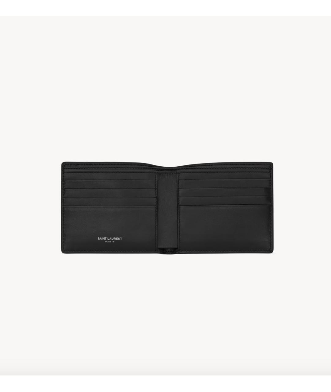 SAINT LAURENT Черный кожаный кошелек, фото 3