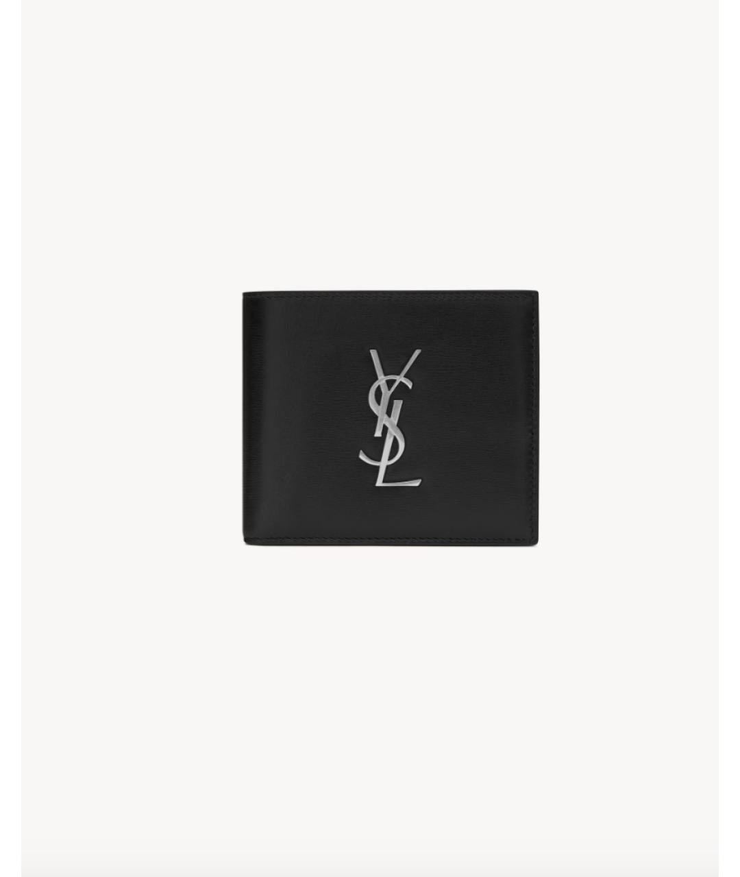 SAINT LAURENT Черный кожаный кошелек, фото 4