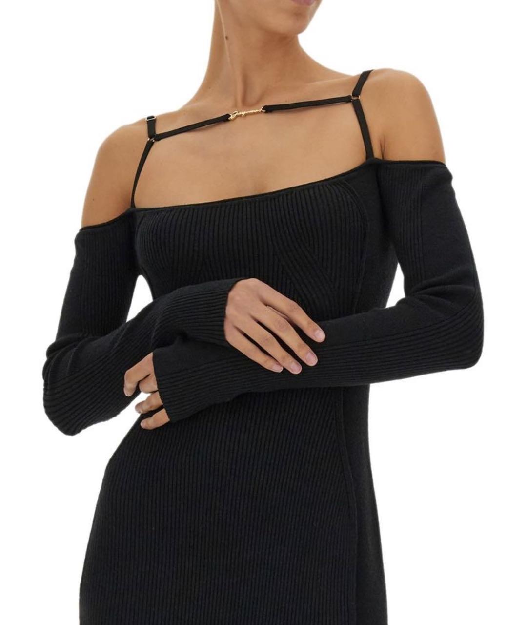 JACQUEMUS Черное вискозное повседневное платье, фото 5