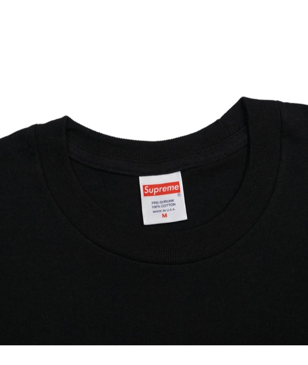 SUPREME Черная хлопковая футболка, фото 2