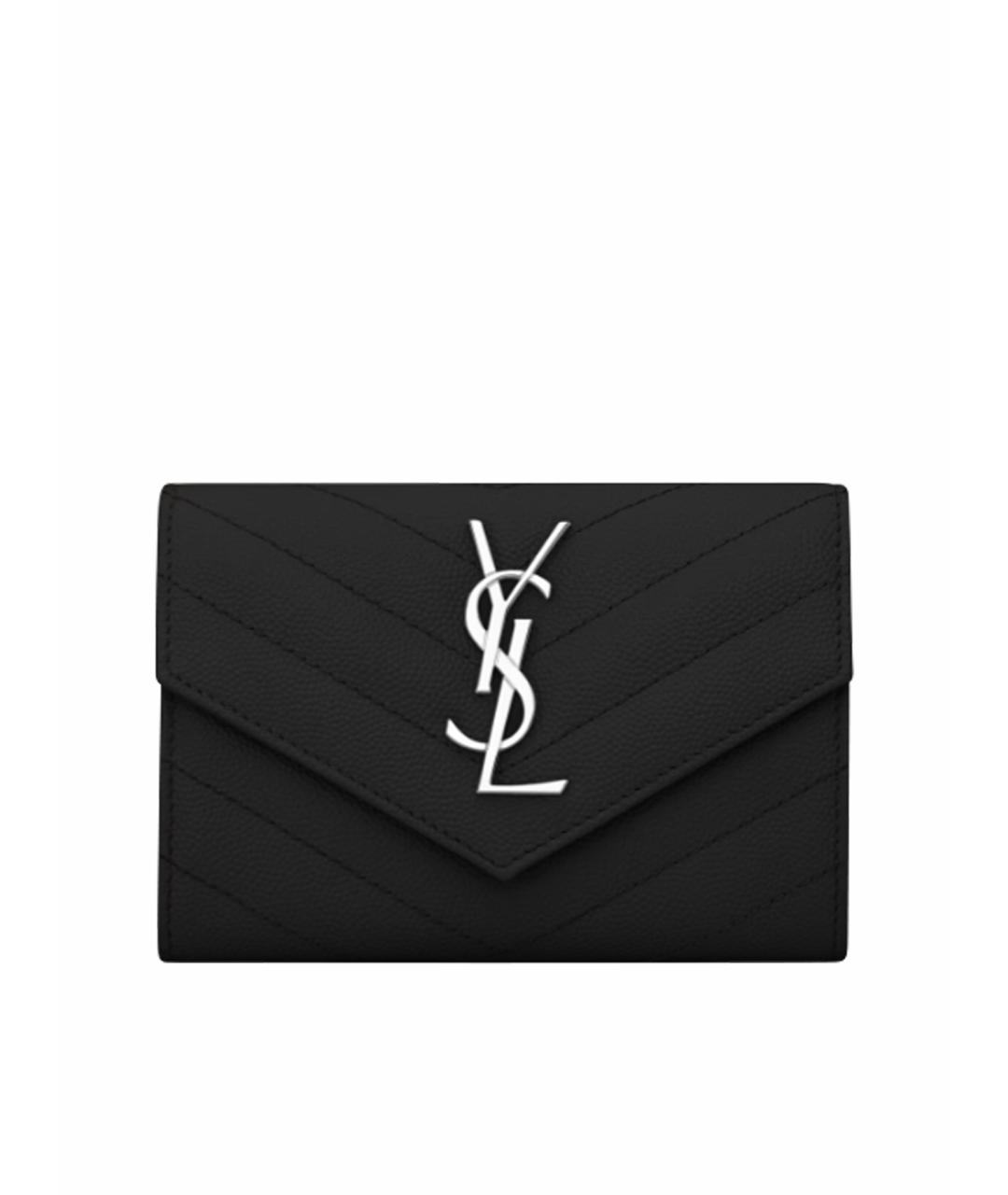 SAINT LAURENT Черный кожаный кошелек, фото 5
