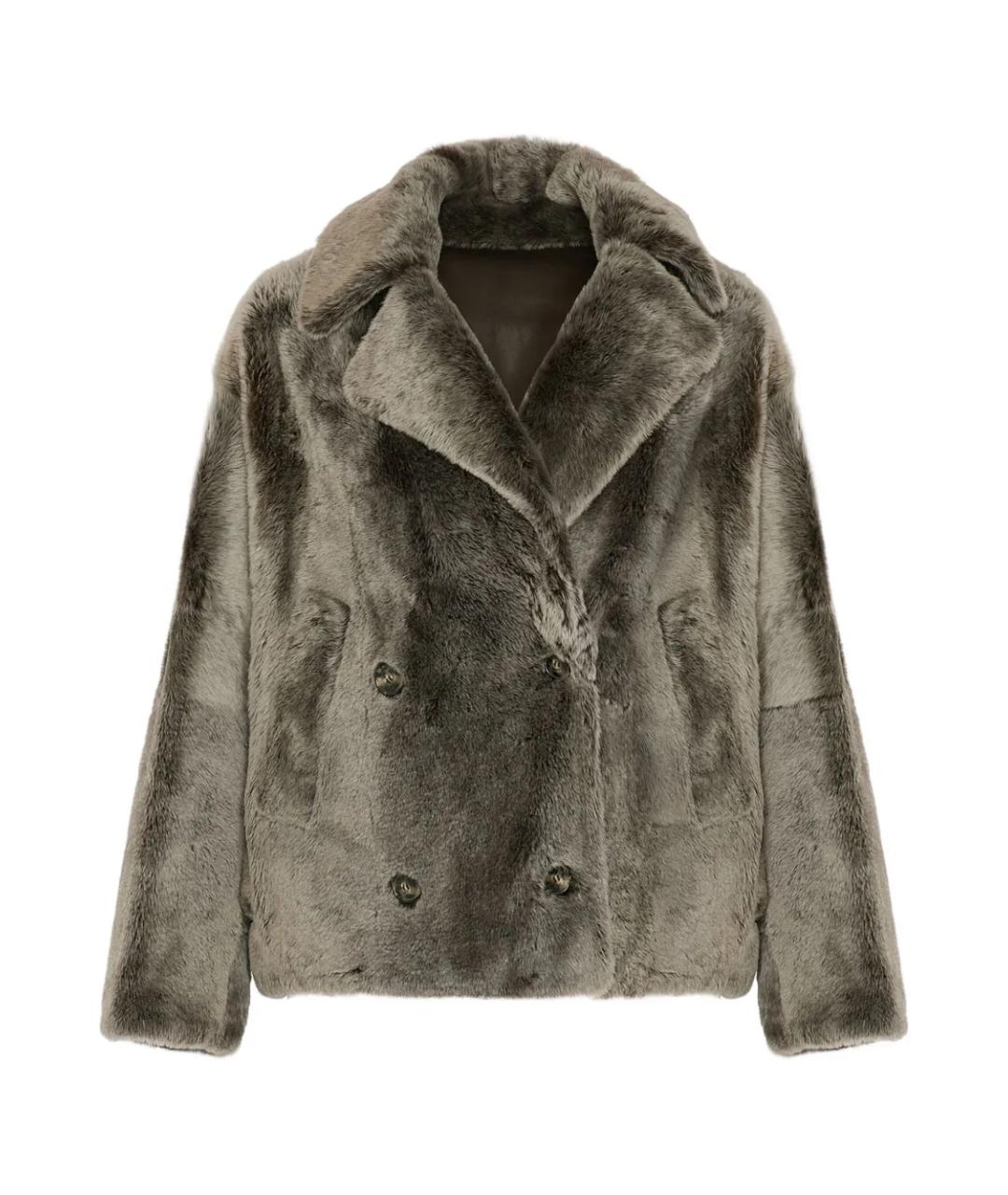 YVES SALOMON Серая шерстяная шуба, фото 1