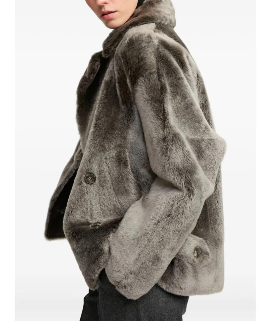 YVES SALOMON Серая шерстяная шуба, фото 5