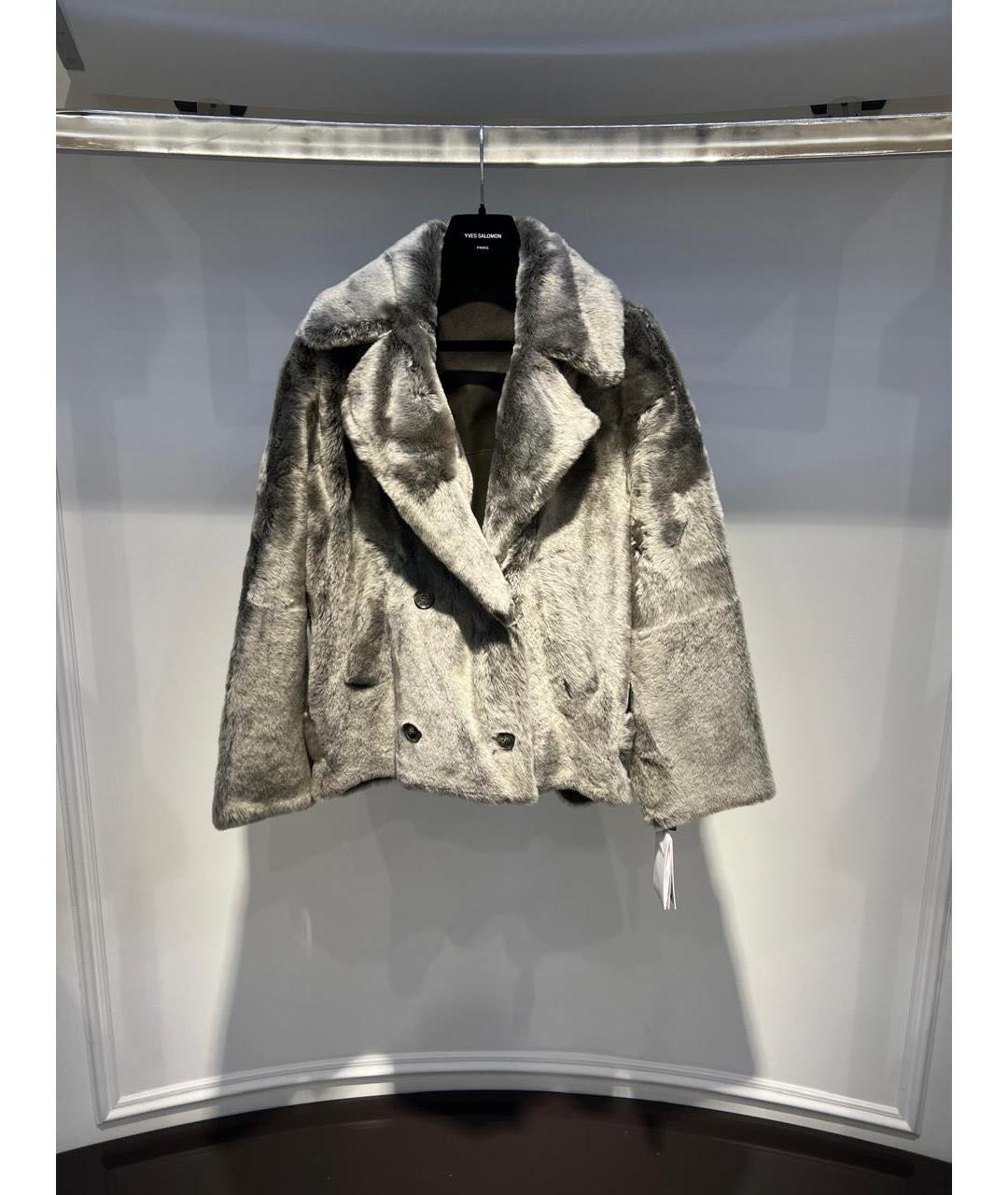 YVES SALOMON Серая шерстяная шуба, фото 2