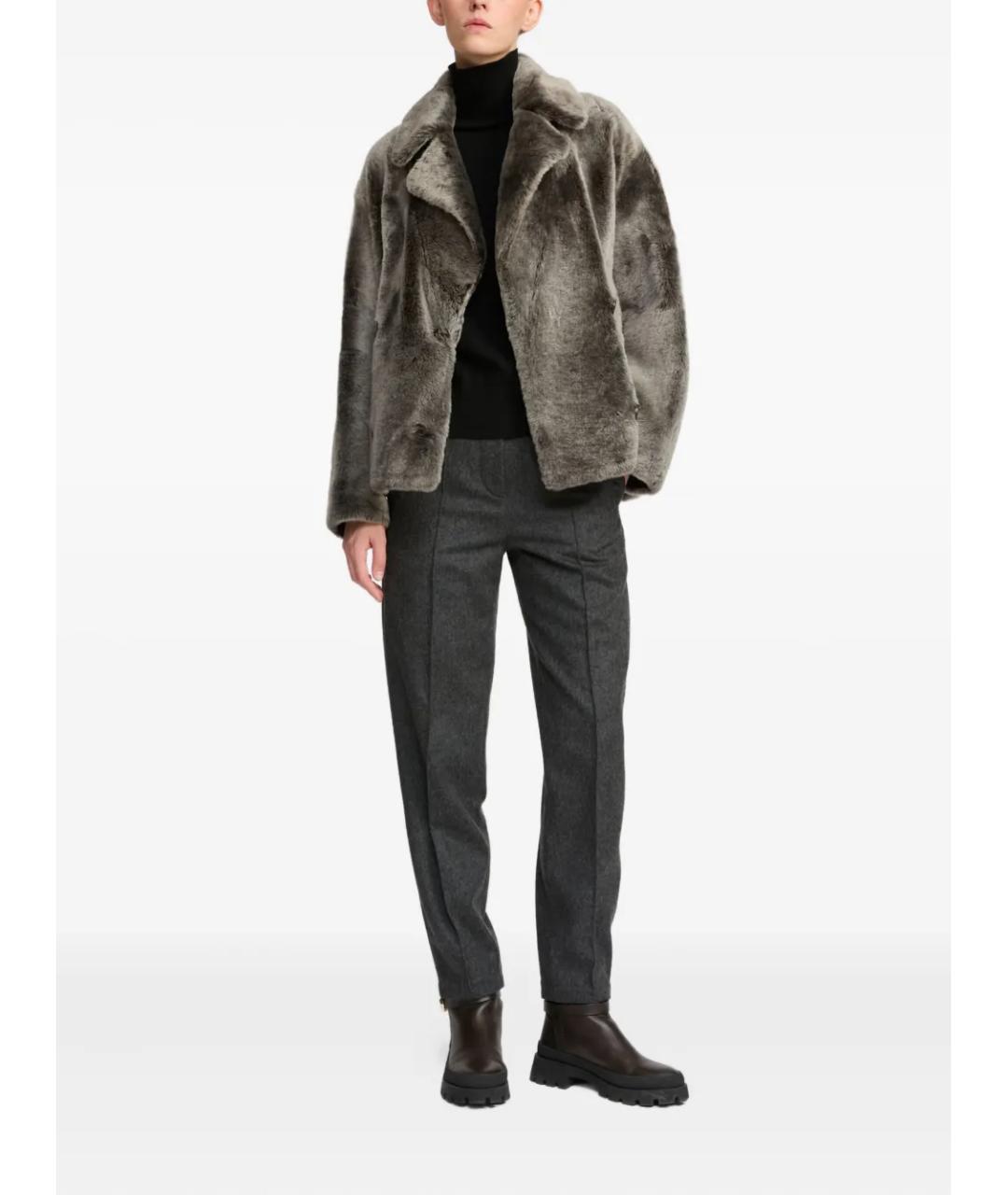 YVES SALOMON Серая шерстяная шуба, фото 4
