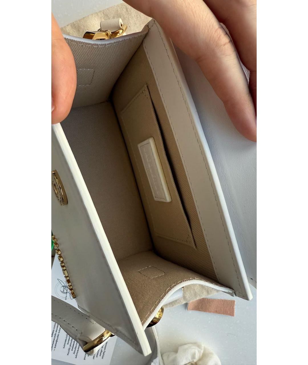 JACQUEMUS Белая кожаная сумка через плечо, фото 7