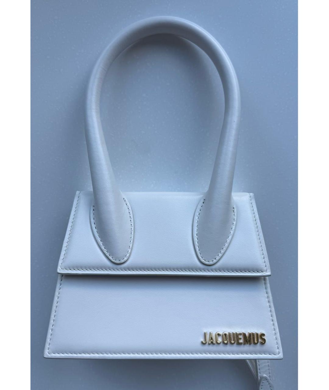 JACQUEMUS Белая кожаная сумка через плечо, фото 8