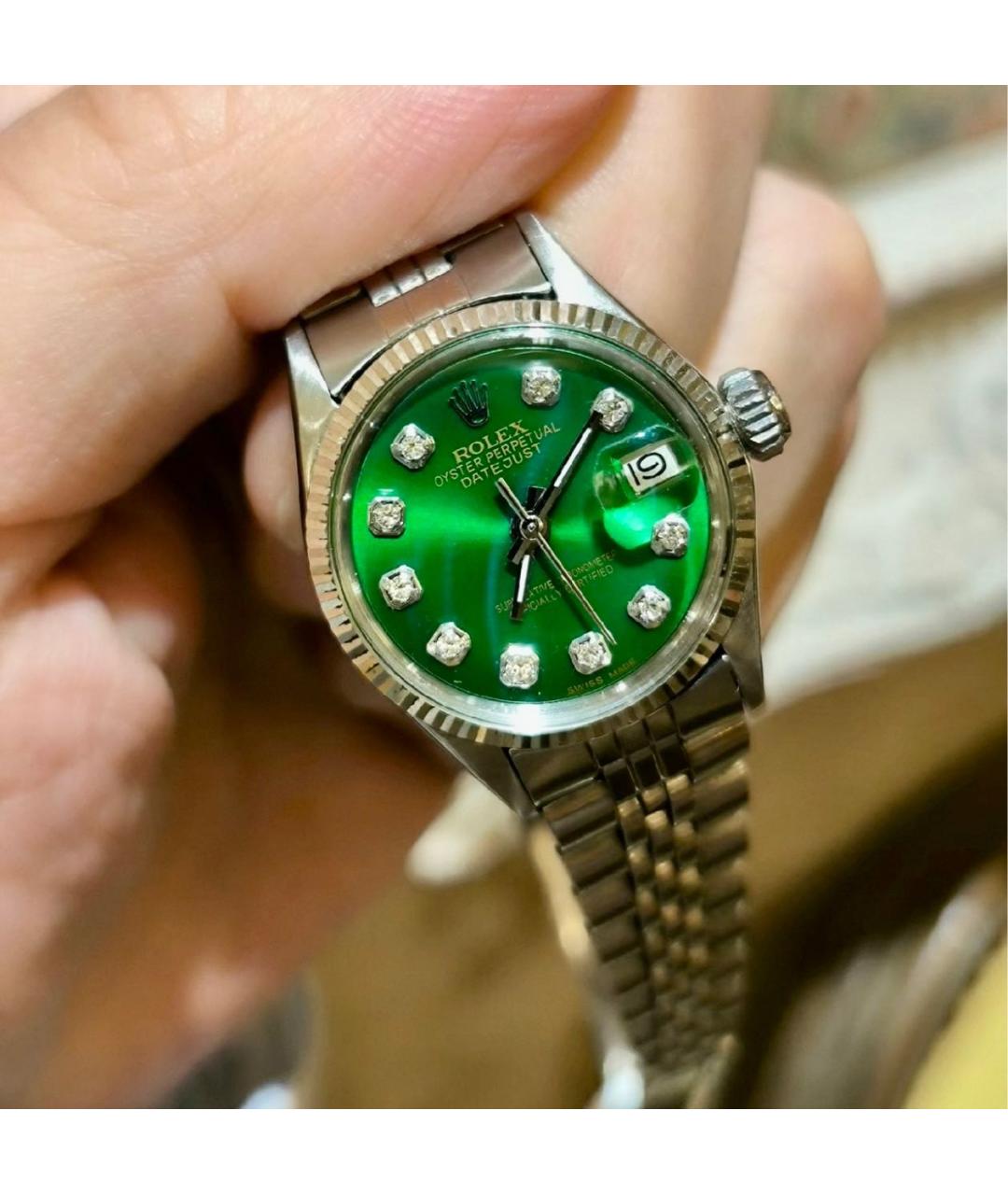 ROLEX Зеленые часы из белого золота, фото 2